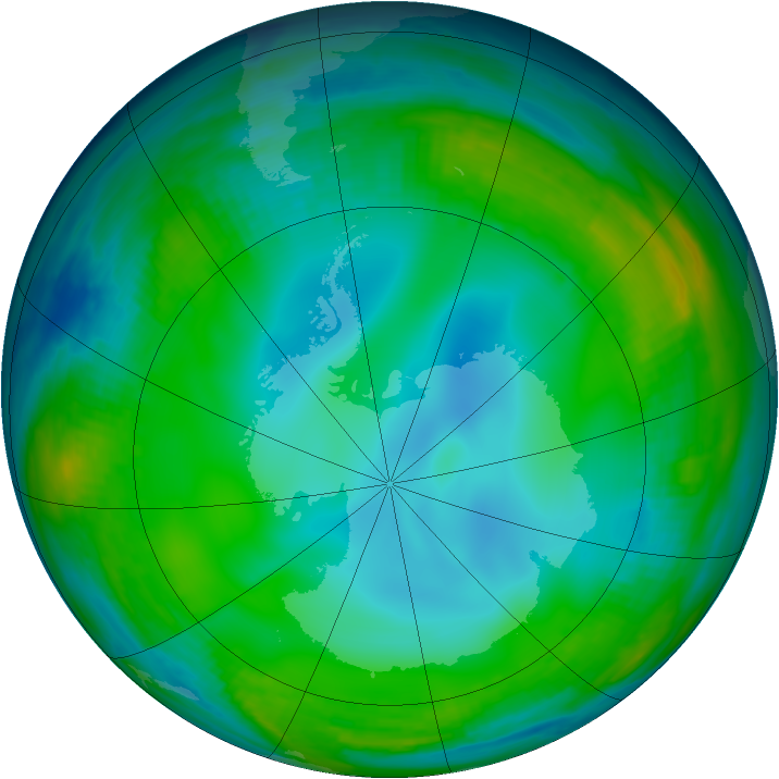 Antarctic ozone map for 30 June 1999